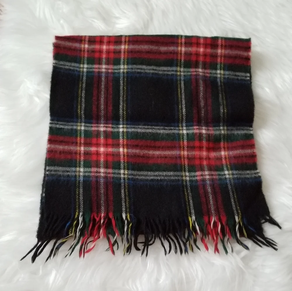 Mens Lambswool Red Black Tartan Plaid Scarf